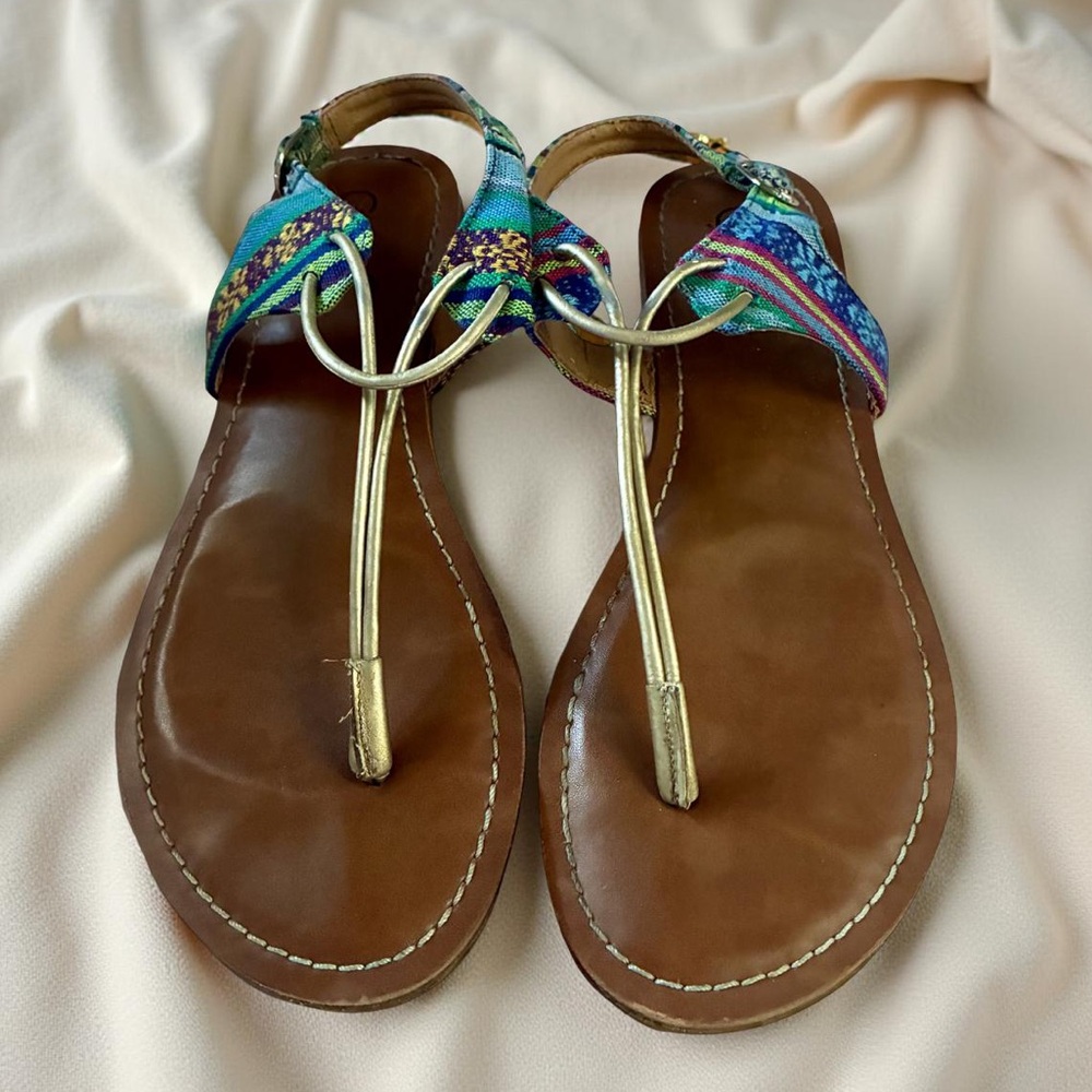 Carlos Santana Blue and Gold Women's Sandals
